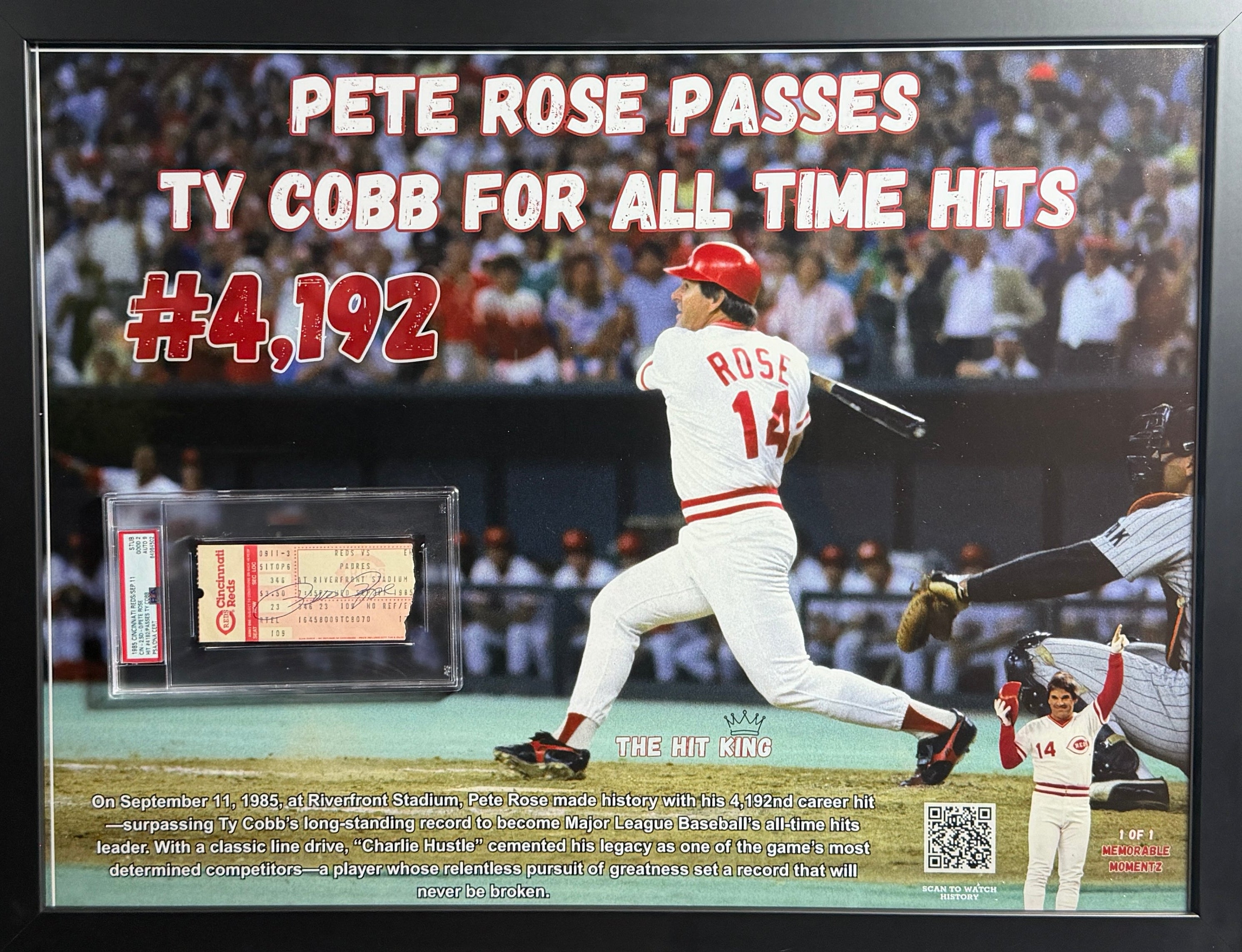 Pete Rose hit #4,192 most all time