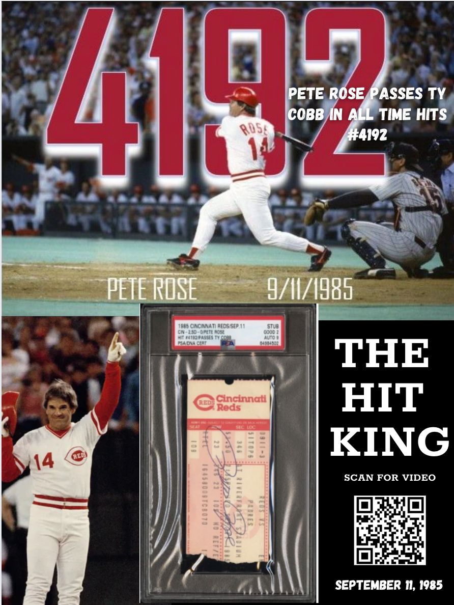 Pete Rose hit #4,192 most all time